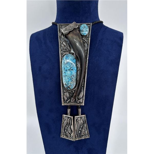 Bobby Johnson Navajo Steer Horn Bolo Tie