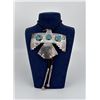 Navajo Sterling Thunderbird Turquoise Bolo Tie