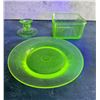 Image 1 : Group Of Uranium Vaseline Green Depression Glass