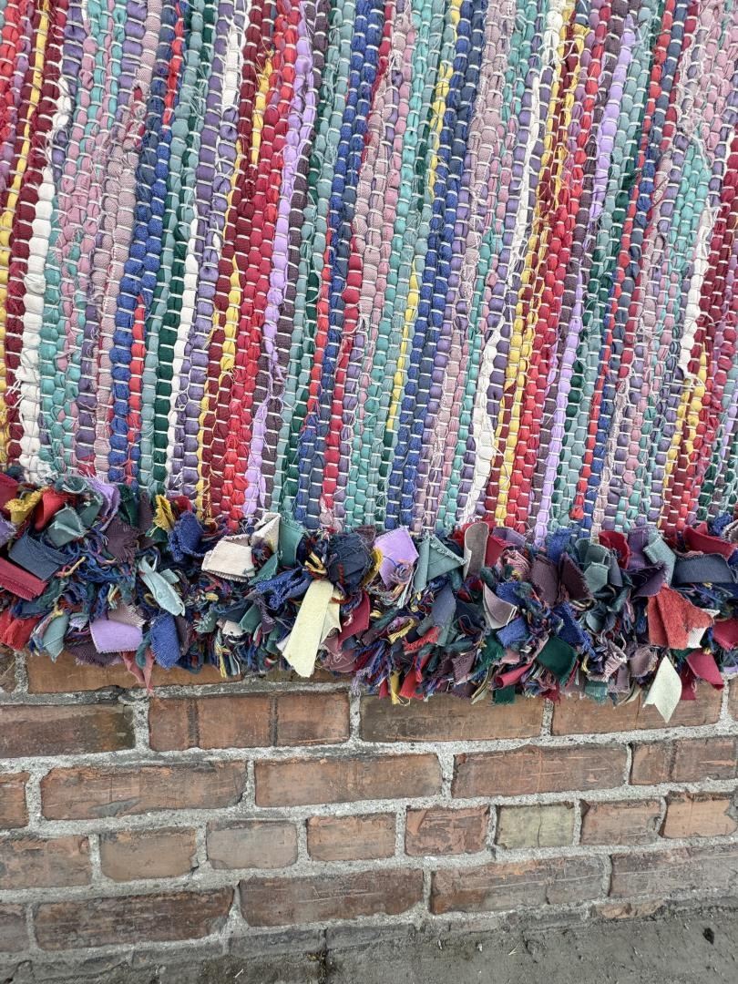 Large Round American Folk Art Rag Rug
