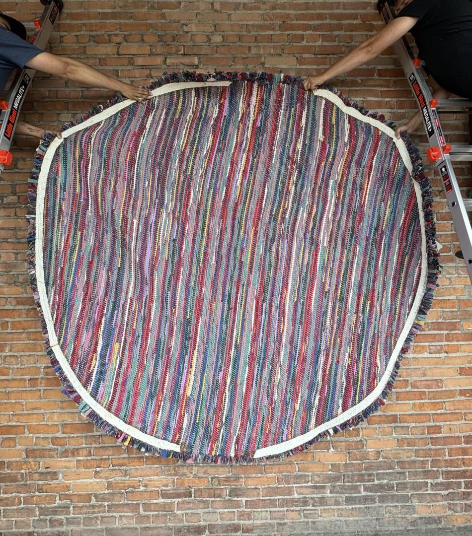 Large Round American Folk Art Rag Rug