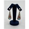 Navajo Sterling Silver Turquoise Coral Earrings