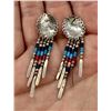 Image 2 : Zuni Indian Sterling Silver Beaded Earrings