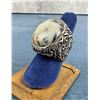 Massive Sterling Silver Moss Agate Ring