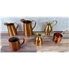 Image 1 : Collection of Copper Pitchers Measures Cups Pots
