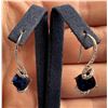 Image 2 : Sterling Silver Synthetic Sapphire Earrings