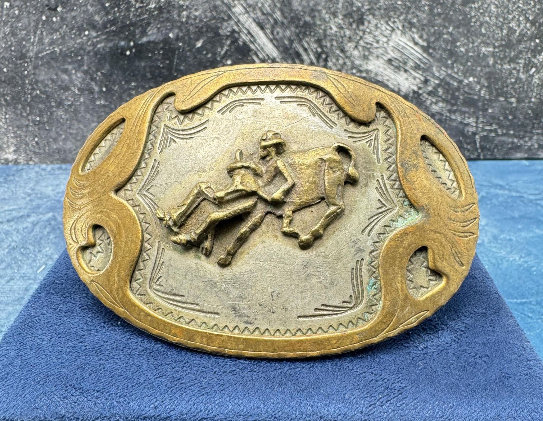 Western Rectangle Antique Pewter Plated with a Blue Stone Belt Buckle – Buckle My Belt