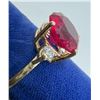 Image 4 : 14K Gold Synthetic Ruby Diamond Ring