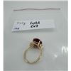 Image 9 : 14K Gold Synthetic Ruby Diamond Ring