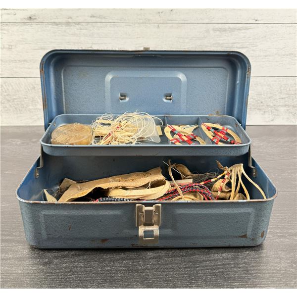 Box Of Native American Quillwork Crafting Items
