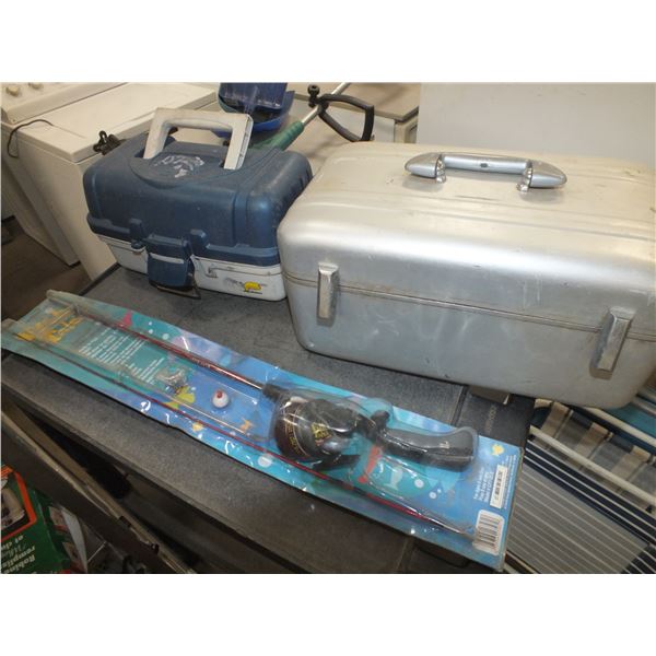 2 Tackle Boxes & 1 Kids Fishing Rod
