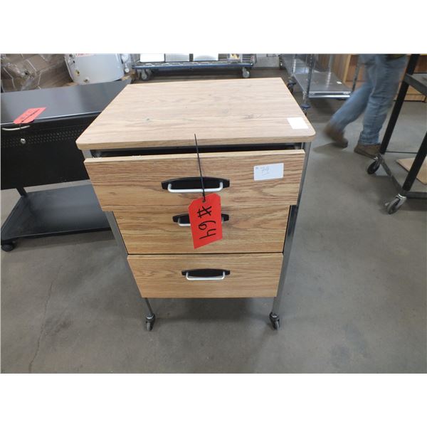 3 Drawer Wooden Storage Cabinet On Wheels