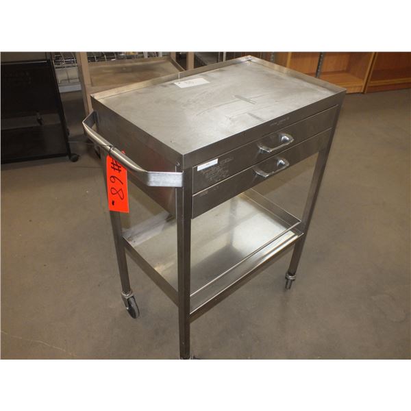 2 Drawer Stainless Steel Cart On Wheels