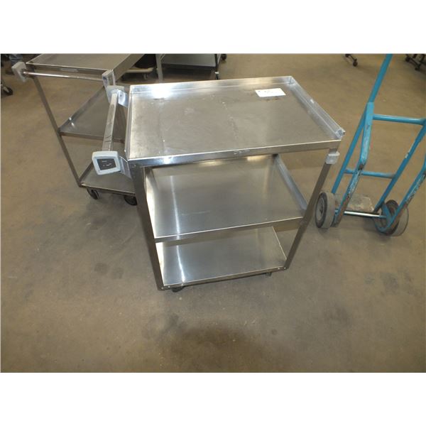 Stainless Steel Catering Cart On Wheels, 27"l 16"w 32 1/2"h...used