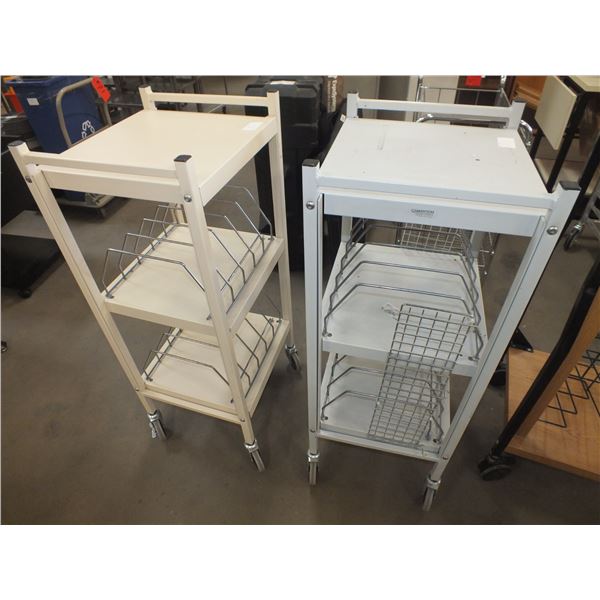 3 Metal Carts On Wheels