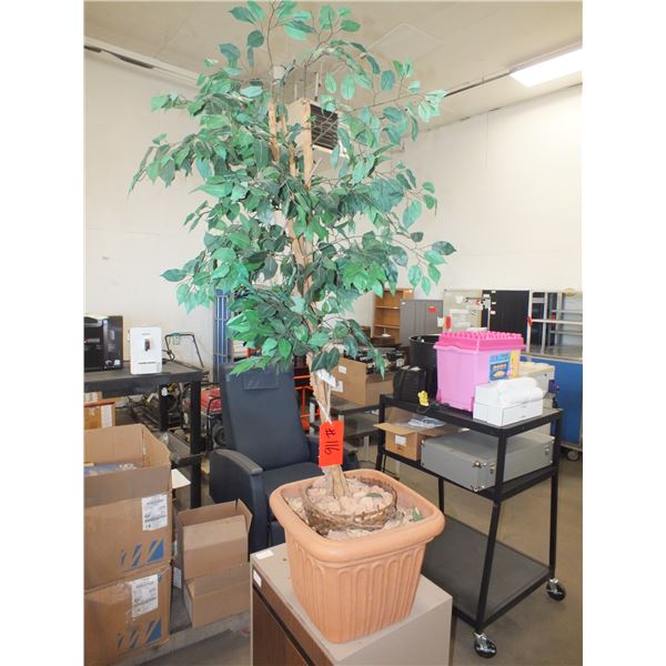 Small Metal Cart & 1 Fake Tree