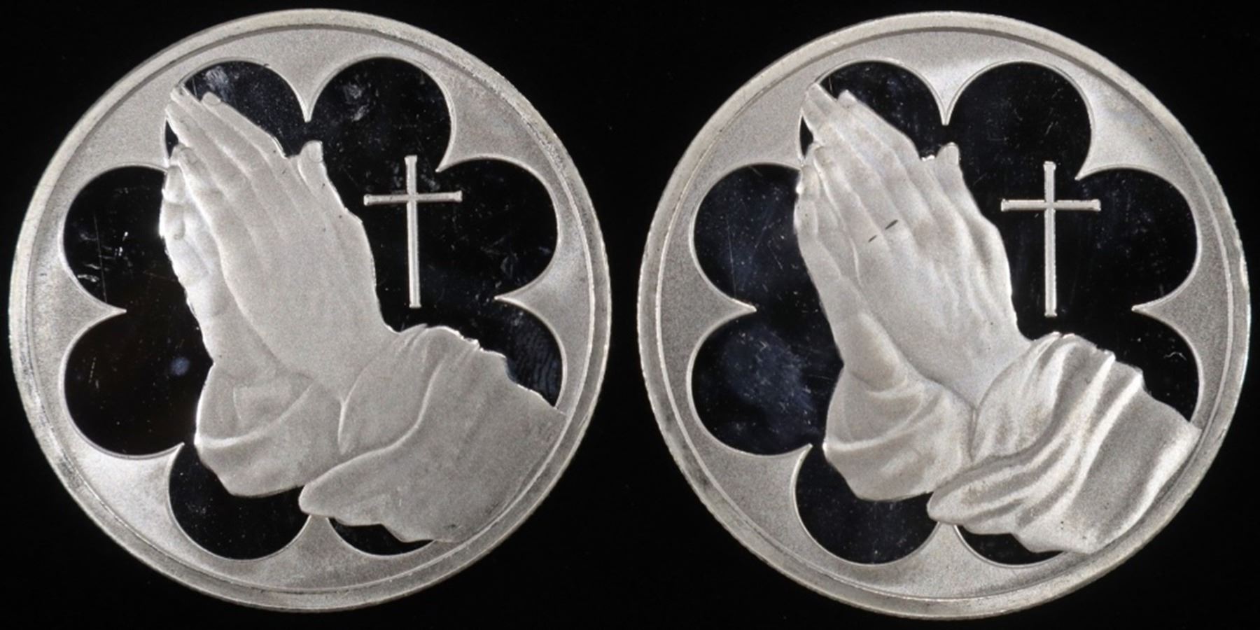 (2) 1 OZ .999 SILVER PRAYING HANDS ROUNDS