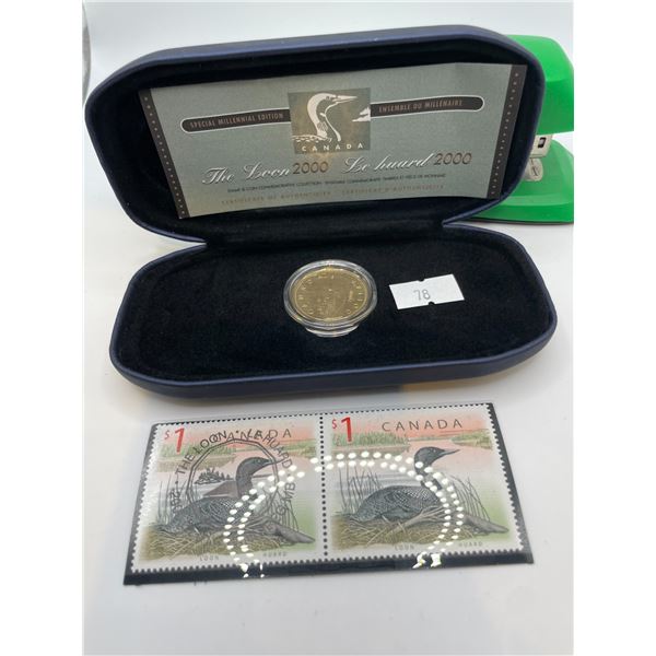 Canada Post 2000 Loonie and Stamp Set