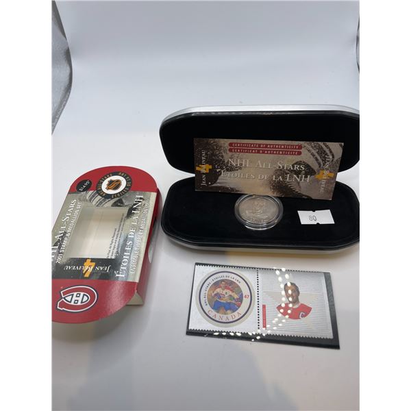 Canada Post NHL All Stars Jean Beliveau Stamp + Medallion Set