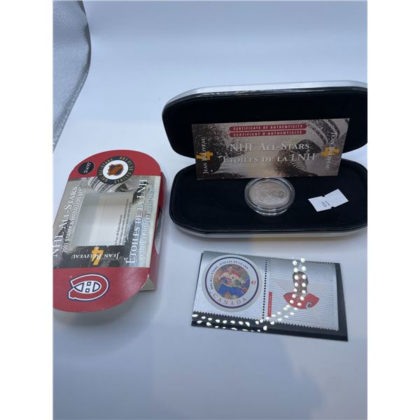 Canada Post NHL All Stars Jean Beliveau Stamp + Medallion Set