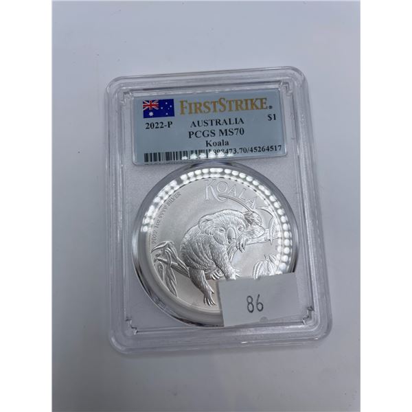 PCGS MS70 Slabbed 1oz Fine Silver Australian Koala Coin