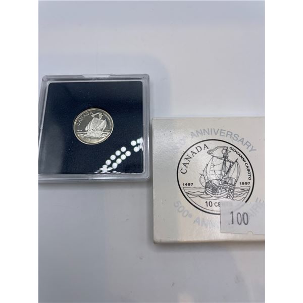 500Th Anniversary of John Cabot  Voyage Dime 2.4g 925 Silver
