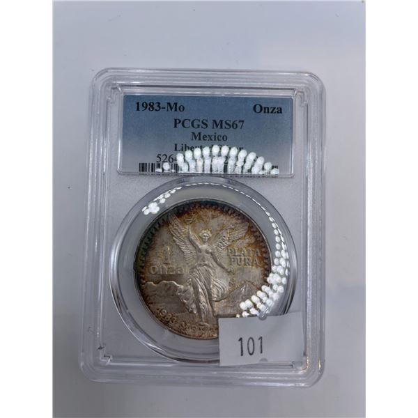 PCGS MS67 Slabbed 1oz Fine Silver Libertad (1983)