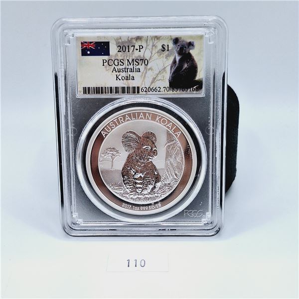 PCGS MS70 2017-P Australia Koala One Troy Ounce Silver Coin