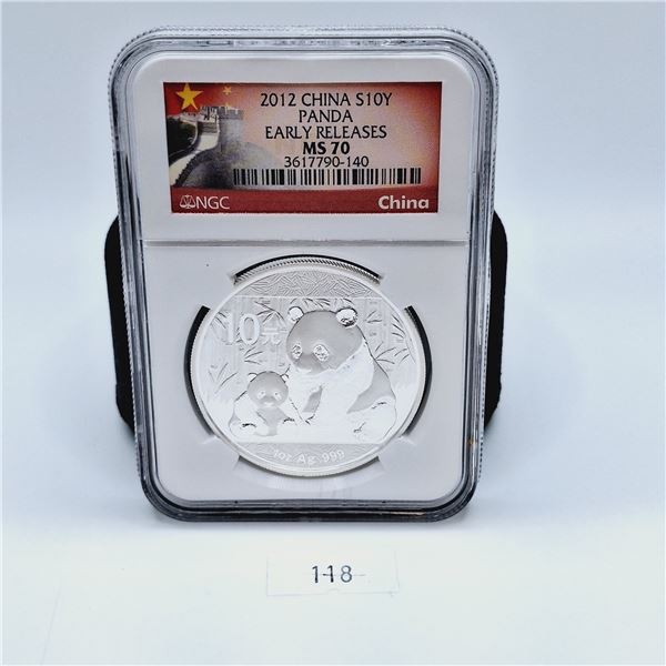 NGC MS70 2012 China 10 Yuan Panda Early Releases 1 oz Silver Coin