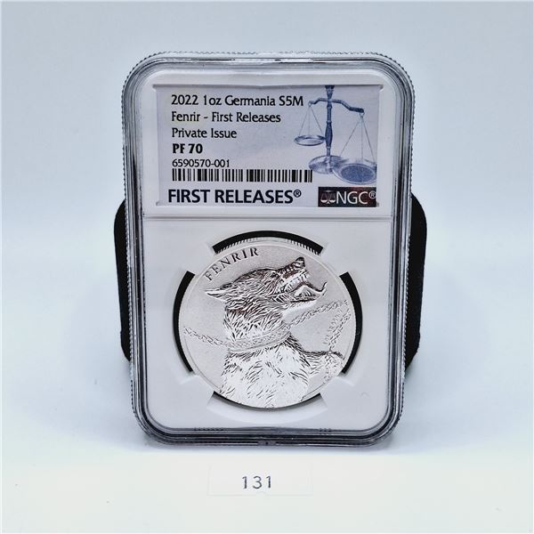 NGC PF 70 2022 1oz Germania 5 Mark Fenrir - First Releases Silver Coin