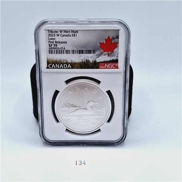 NGC SP70 2023 Canada $1 Tribute: W Mint Mark - Loon First Releases 1oz Silver Coin