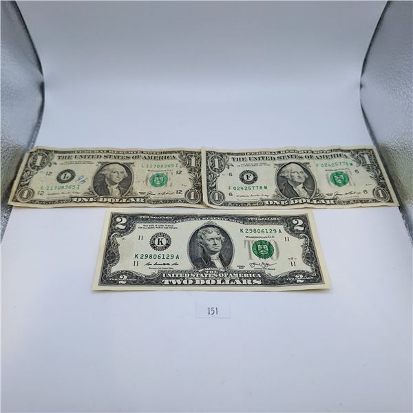 American One and Two Dollar Bills