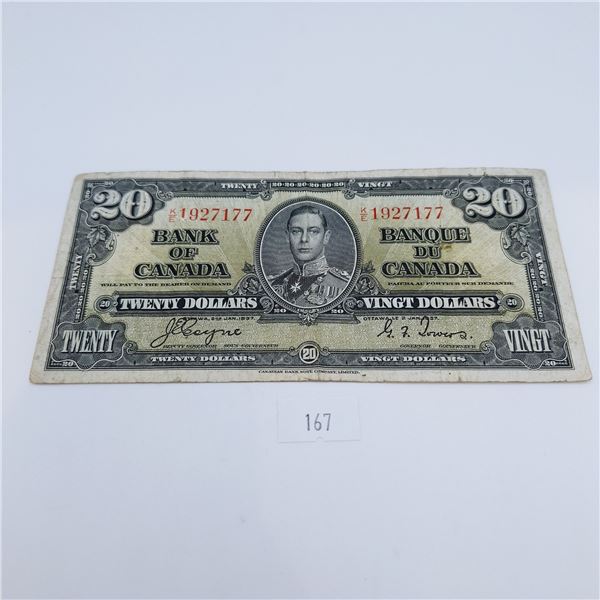 1937 Twenty Dollar Canadian Banknote
