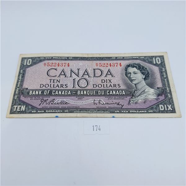 1954 Modified Ten Dollar Canadian Banknote