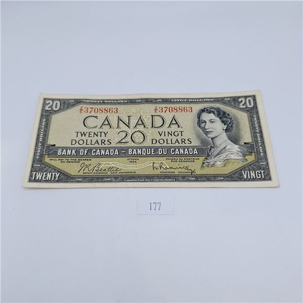 1954 Modified Twenty Dollar Canadian Banknote