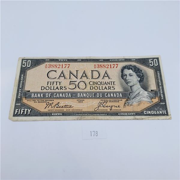 1954 Modified Fifty Dollar Canadian Banknote