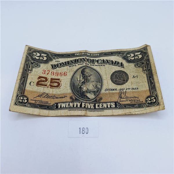 1923 Dominion of Canada 25 Cent Banknote