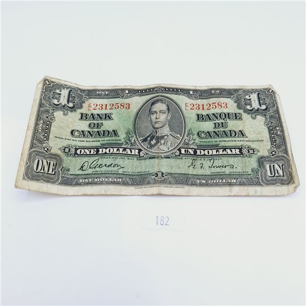 1937 One Dollar Canadian Banknote