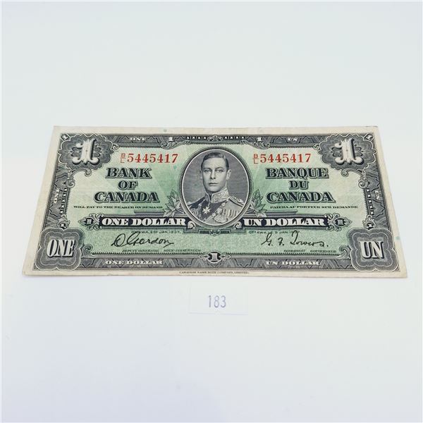 1937 One Dollar Canadian Banknote