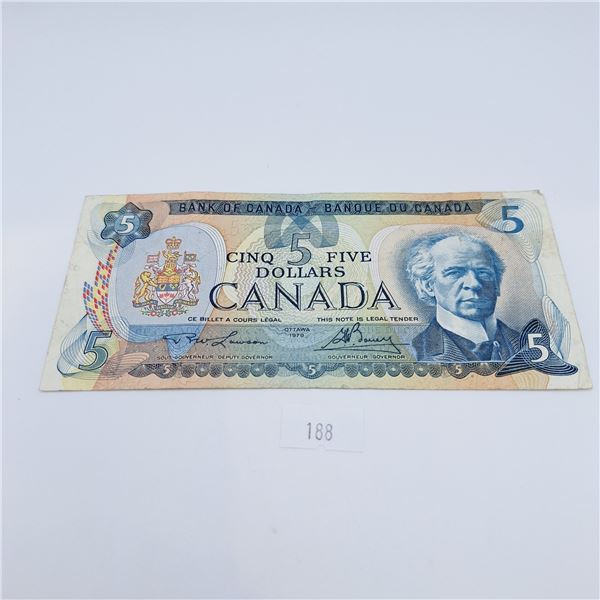 1979 Five Dollar Canadian Banknote