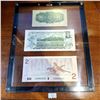 Image 2 : Framed Set of 3 25 Cent, $1, $2 Canadian Banknotes