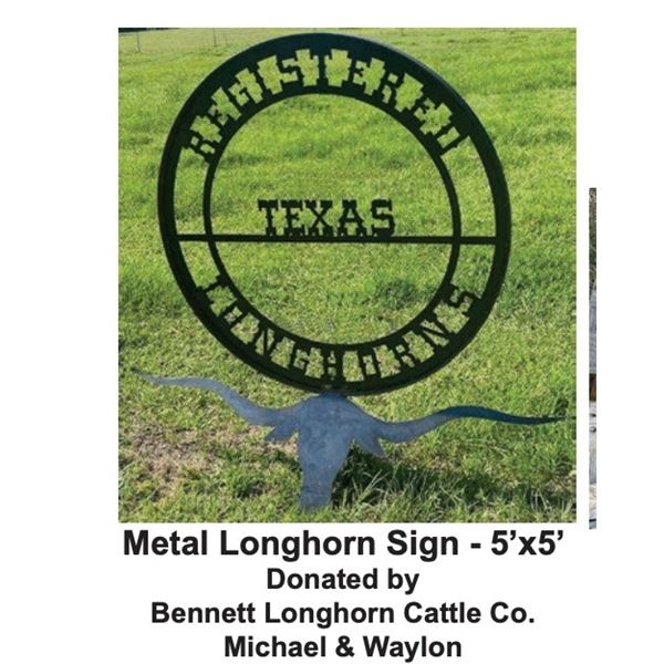 Metal Longhorn Sign - 5’x5’