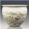 Image 1 : Large Chinese Qian Jiang Porcelain Jardiniere With Calligraphy