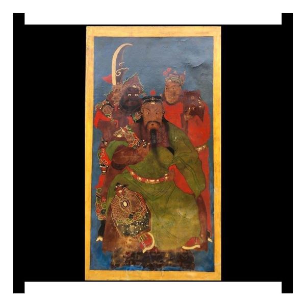 Chinese Taoist Painting On Paper 18th C Three Immortals South China Canton Or Fujian Province