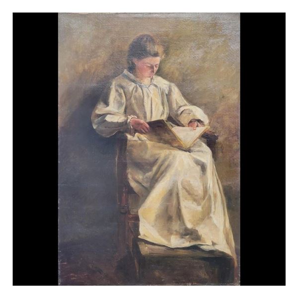 Antique Oil On Canvas Figural Painting Unsigned, Possibly 19th Century
