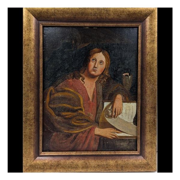 19th Century Italian Baroque Manner Oil On Wood Painting, After Domenichino