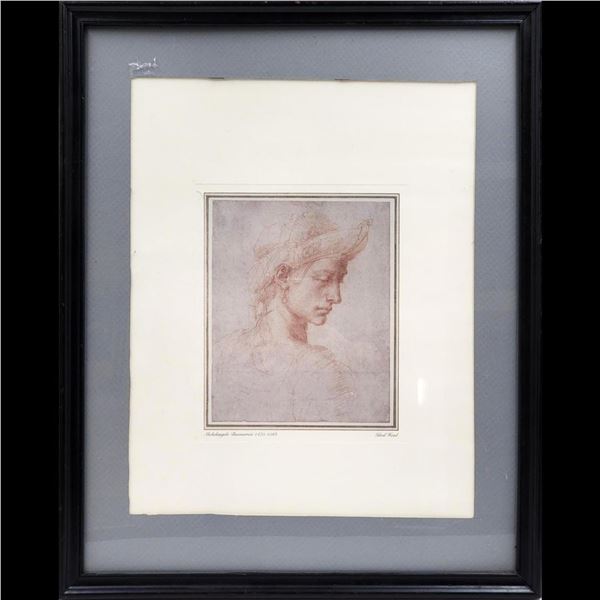 Framed Print After Michelangelo, "Ideal Head"