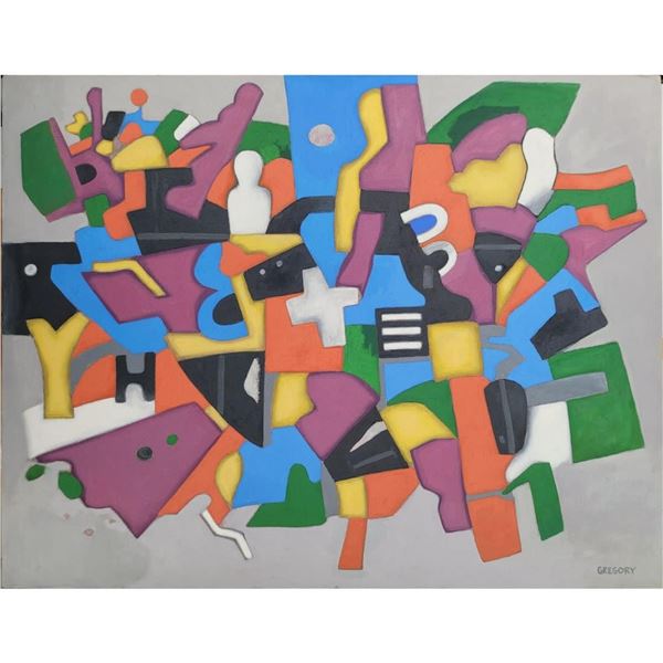 New York / Florida Artist Bruce Gregory 1917-2002 Signed Abstract Painting, Estate Fresh