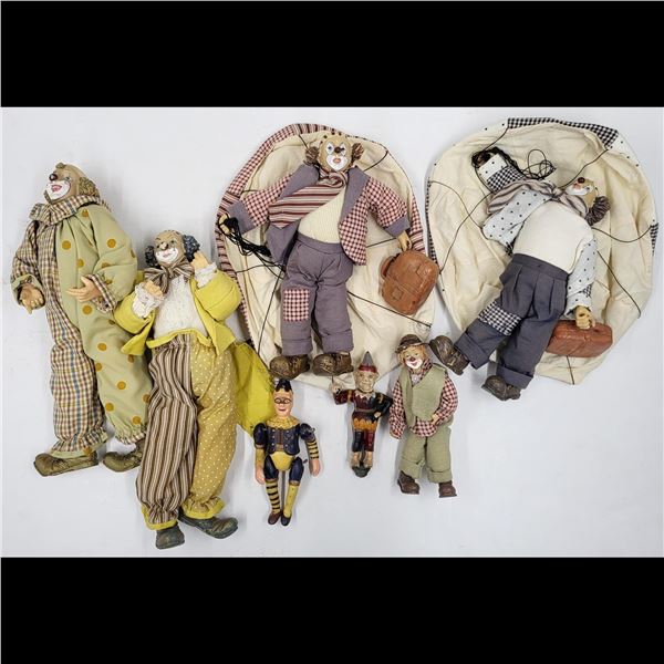 Lot Of 7 Vintage Porcelain Clown Collectibles, Show Stoppers & Others
