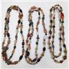 Image 1 : Set Of 3 Large Carved And Polished Precious Stone Beaded Necklaces